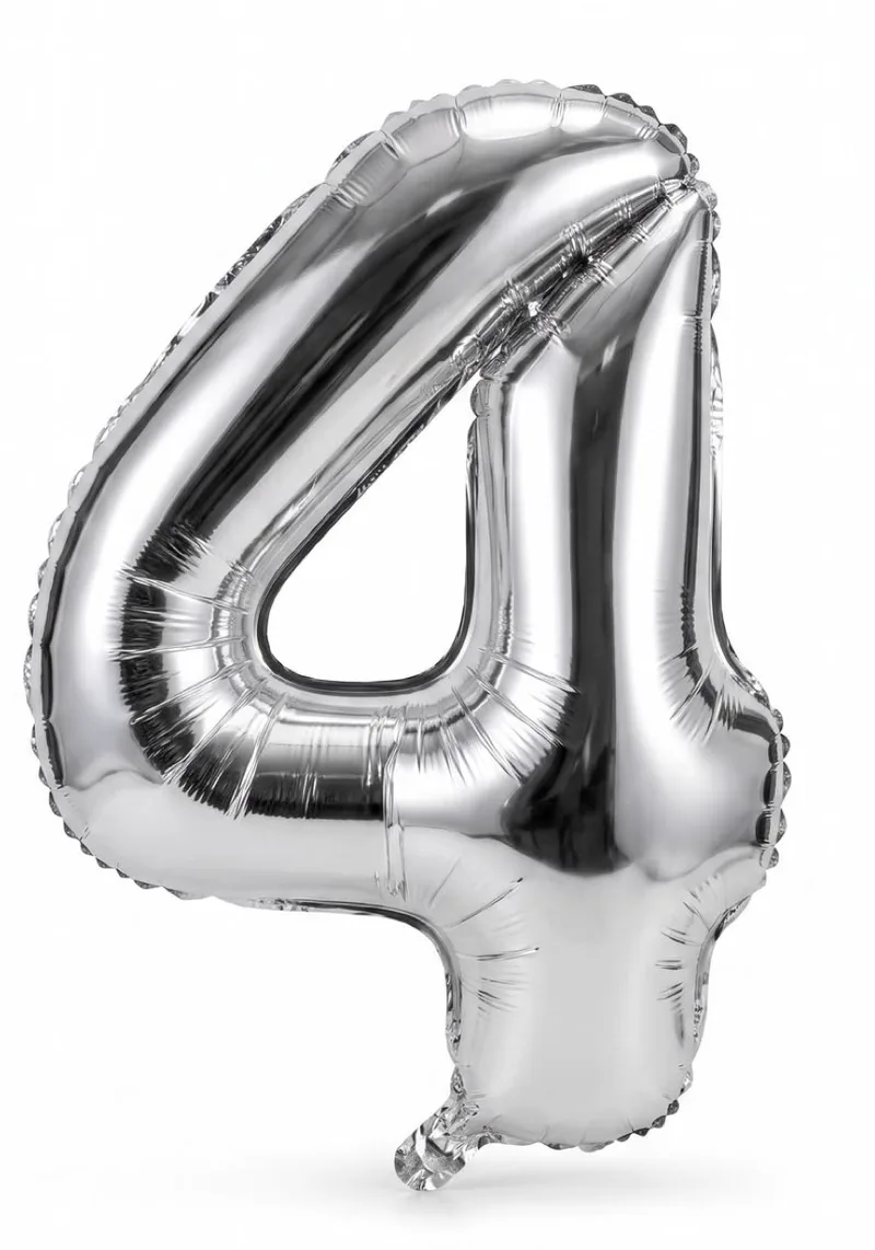 Balon cu heliu cifra “4” argintiu