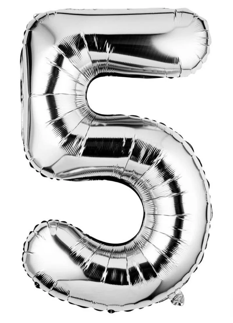 Balon cu heliu cifra “5” argintiu