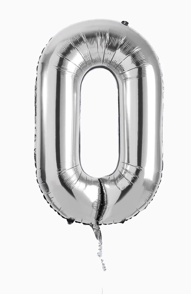 Balon cu heliu cifra “0” argintiu